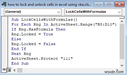 Cách khóa và mở khóa ô trong Excel bằng VBA