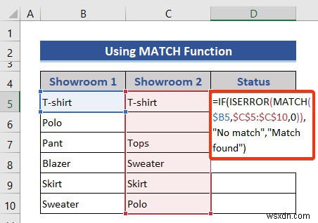 Cách so sánh hai cột hoặc danh sách trong Excel (4 cách phù hợp)