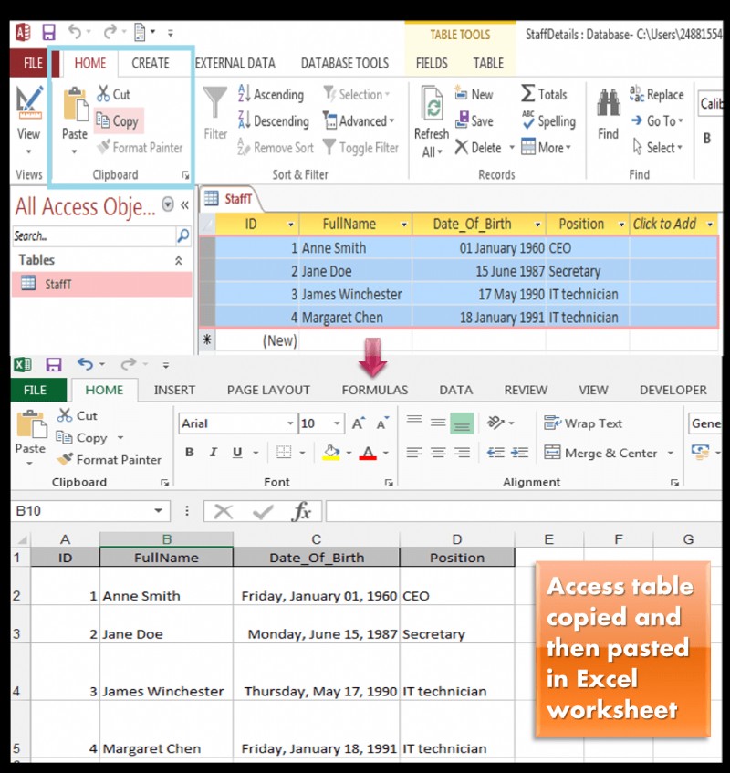 Trao đổi (Sao chép, Nhập, Xuất) Dữ liệu giữa Excel và Access