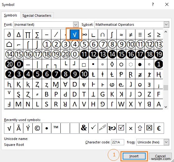 Cách chèn ký hiệu căn bậc hai trong Excel (8 cách dễ dàng)