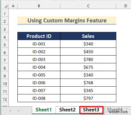 Thực hiện lệnh để căn giữa các trang tính đã chọn trong Excel