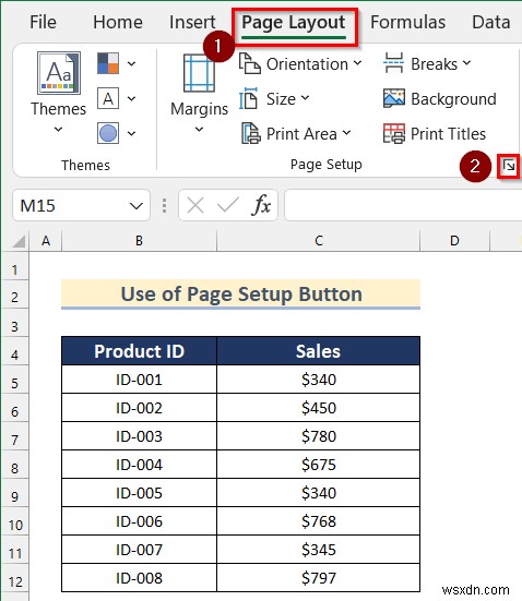 Thực hiện lệnh để căn giữa các trang tính đã chọn trong Excel