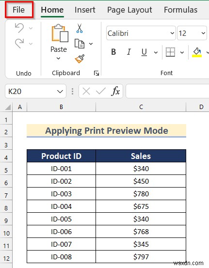 Thực hiện lệnh để căn giữa các trang tính đã chọn trong Excel