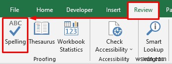 Cách thực hiện kiểm tra chính tả trên trang tính hoạt động trong Excel