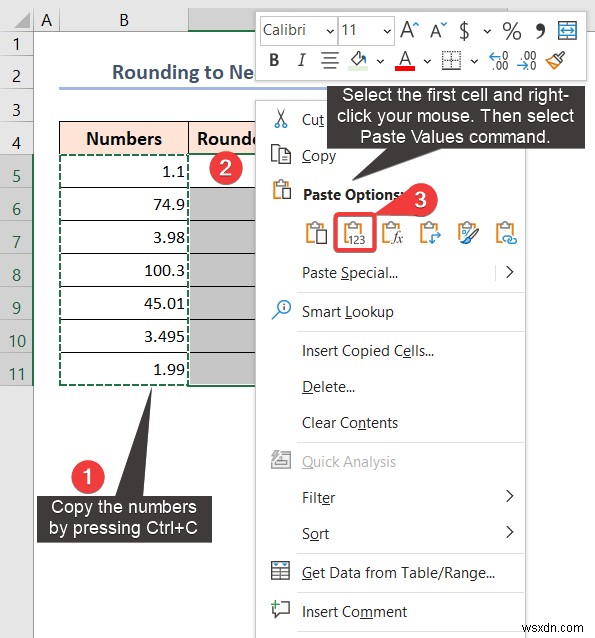 Cách làm tròn số trong Excel mà không cần công thức (3 cách nhanh)