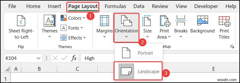 Cách thay đổi hướng của trang tính thành khổ ngang trong Excel