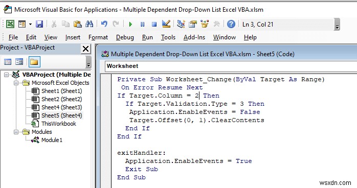 Danh sách thả xuống phụ thuộc nhiều Excel VBA (3 cách)