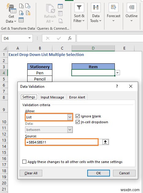 Cách tạo nhiều lựa chọn từ danh sách thả xuống trong Excel (3 cách)