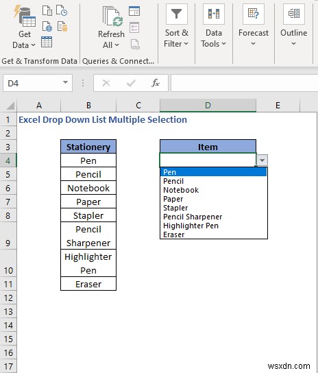 Cách tạo nhiều lựa chọn từ danh sách thả xuống trong Excel (3 cách)