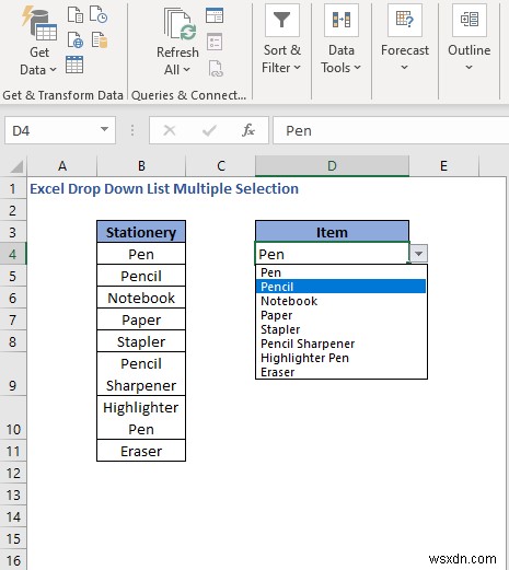 Cách tạo nhiều lựa chọn từ danh sách thả xuống trong Excel (3 cách)