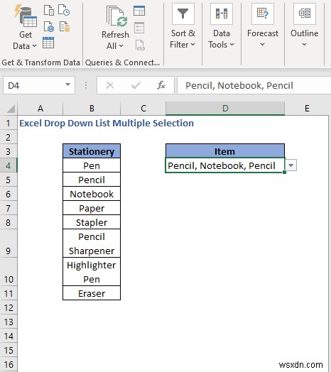 Cách tạo nhiều lựa chọn từ danh sách thả xuống trong Excel (3 cách)