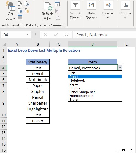 Cách tạo nhiều lựa chọn từ danh sách thả xuống trong Excel (3 cách)