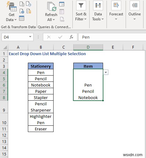 Cách tạo nhiều lựa chọn từ danh sách thả xuống trong Excel (3 cách)