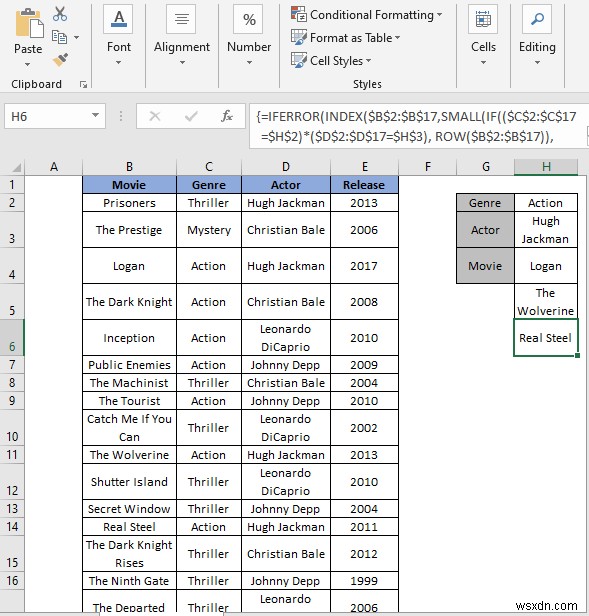 Cách trích xuất dữ liệu từ bảng dựa trên nhiều tiêu chí trong Excel