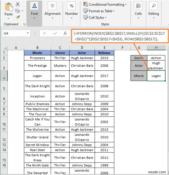 Cách trích xuất dữ liệu từ bảng dựa trên nhiều tiêu chí trong Excel