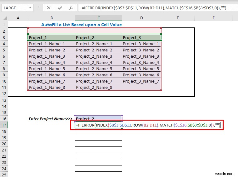 Cách điền danh sách dựa trên giá trị ô trong Excel (6 cách)