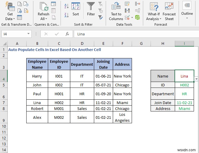 Cách tự động điền ô trong Excel dựa trên ô khác