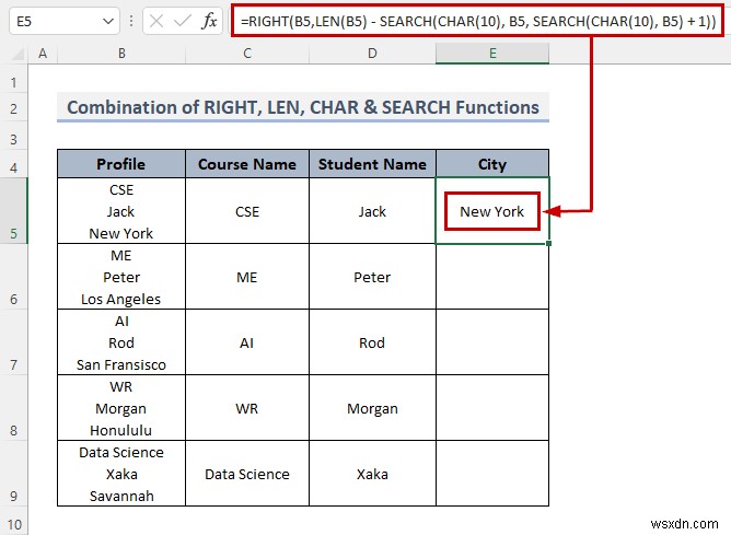 Cách chia ô theo dấu phân cách bằng công thức trong Excel (8 cách)