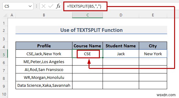Cách chia ô theo dấu phân cách bằng công thức trong Excel (8 cách)