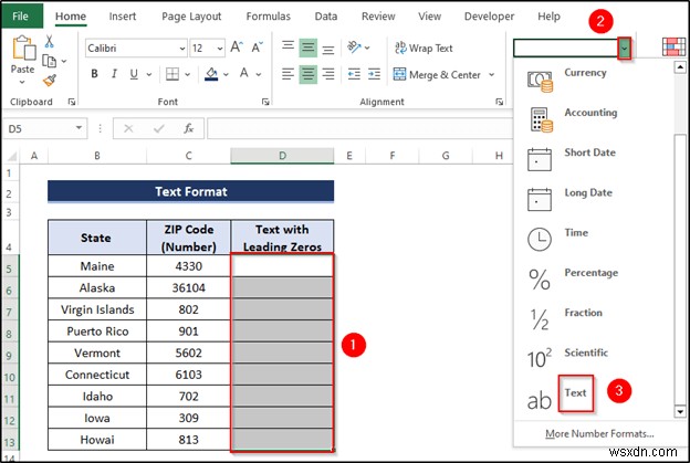 Cách chuyển số thành văn bản với Zeros hàng đầu trong Excel