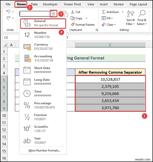 Cách xóa dấu phẩy trong Excel (4 phương pháp dễ dàng)