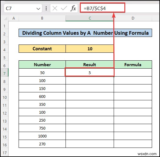 Công thức phân chia trong Excel cho nhiều ô (5 ví dụ phù hợp)