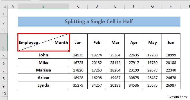 Cách tách một ô thành một nửa trong Excel