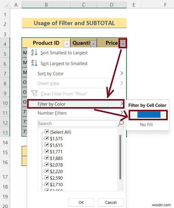 Cách tính tổng các ô có màu trong Excel (4 cách)