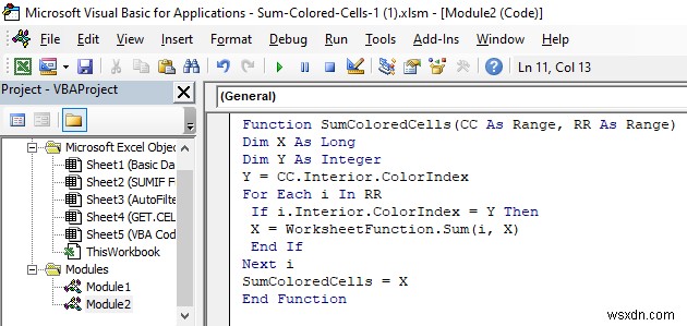 Cách tính tổng các ô có màu trong Excel (4 cách)