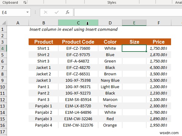 Cách chèn cột trong Excel (5 phương pháp nhanh)