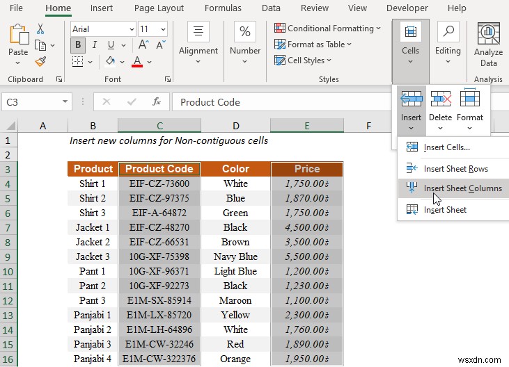 Cách chèn cột trong Excel (5 phương pháp nhanh)