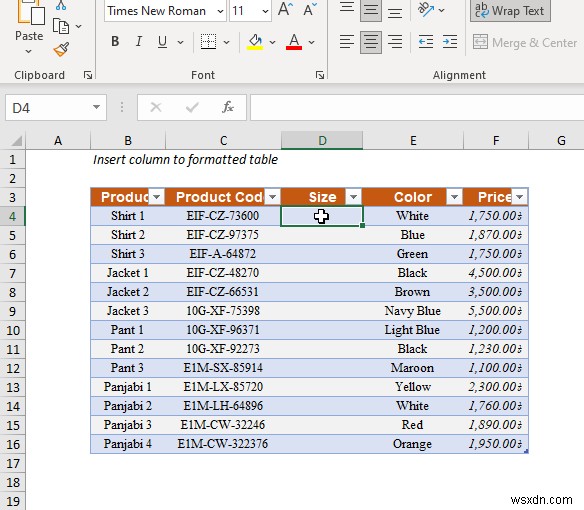 Cách chèn cột trong Excel (5 phương pháp nhanh)