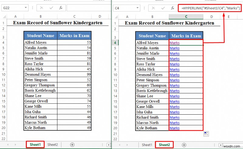 Cách thêm siêu liên kết vào trang tính khác trong Excel (2 cách dễ dàng)