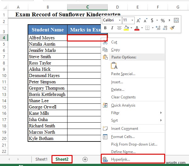 Cách thêm siêu liên kết vào trang tính khác trong Excel (2 cách dễ dàng)