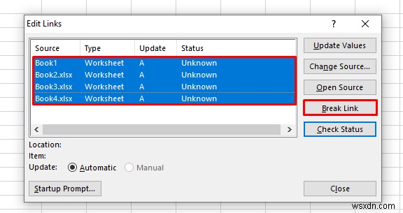 Cách xóa các liên kết bên ngoài trong Excel