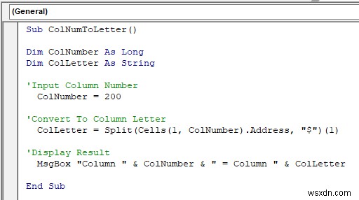 VBA để chuyển đổi số cột thành chữ cái trong Excel (3 phương pháp)