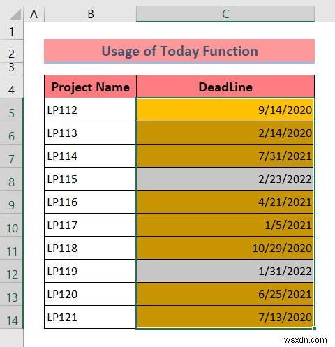 Áp dụng định dạng có điều kiện cho ngày quá hạn trong Excel (3 cách)