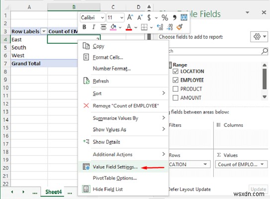 Đếm số bản sao trong Excel Pivot Table (2 cách dễ dàng)