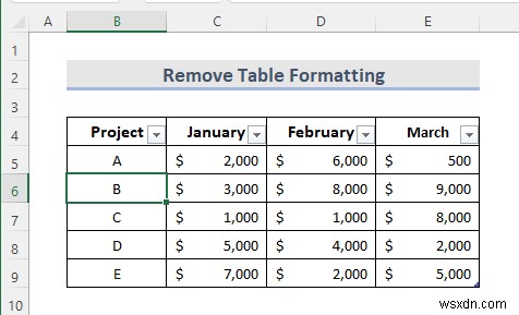 Cách xóa bảng trong Excel (6 phương pháp)