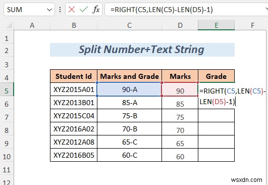 Cách chia chuỗi theo độ dài trong Excel (8 cách)