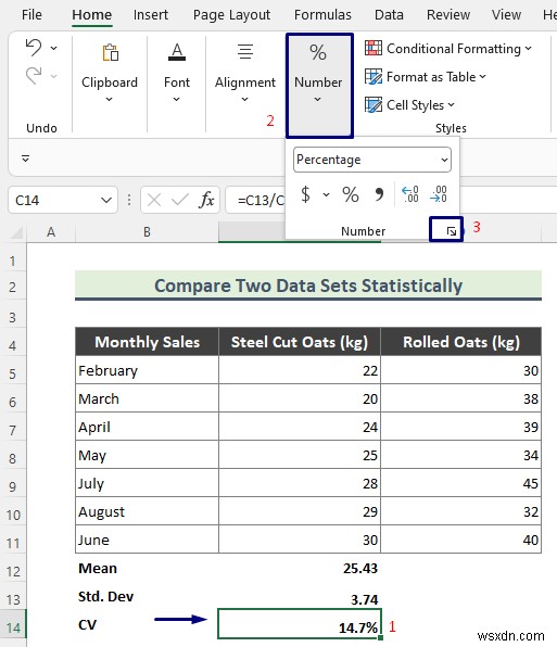 So sánh thống kê của hai tập dữ liệu Excel