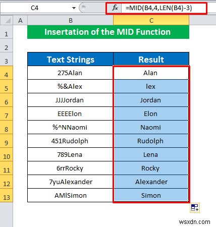 Cách xóa 3 ký tự đầu tiên trong Excel (4 phương pháp)