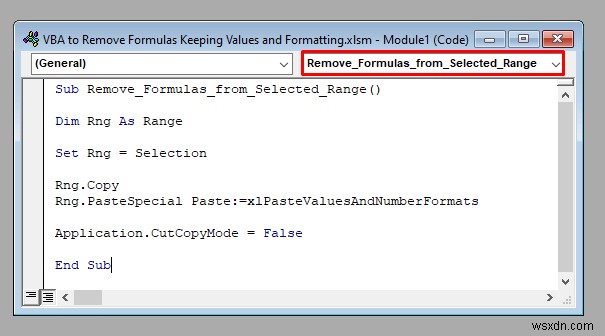 VBA để loại bỏ công thức trong Excel Giữ giá trị và định dạng