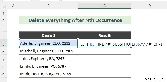 Cách xóa mọi thứ sau ký tự trong Excel (7 phương pháp)