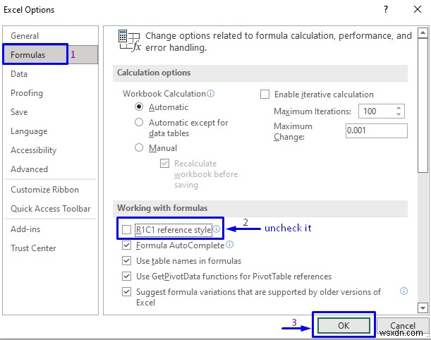 Cách chuyển số cột thành chữ cái trong Excel (3 cách)