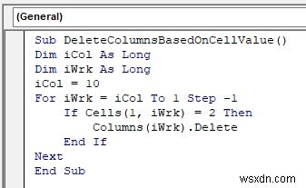 VBA Macro để xóa cột dựa trên tiêu chí trong Excel (8 ví dụ)