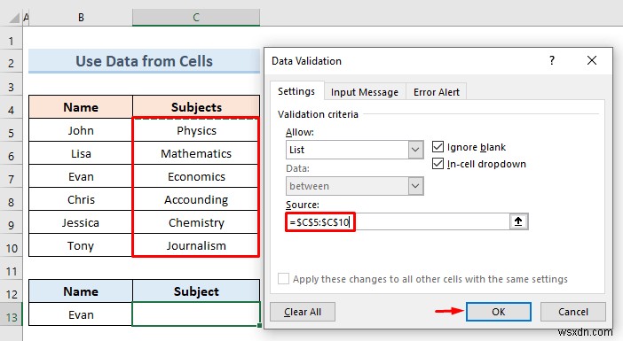 Tạo danh sách thả xuống của Excel từ bảng (5 ví dụ)