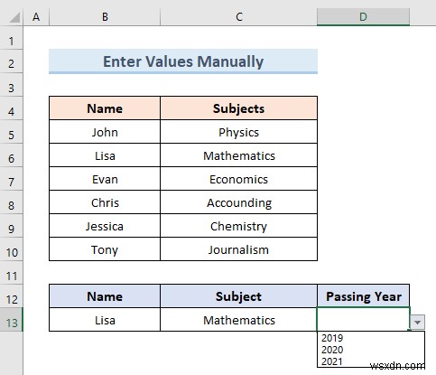 Tạo danh sách thả xuống của Excel từ bảng (5 ví dụ)