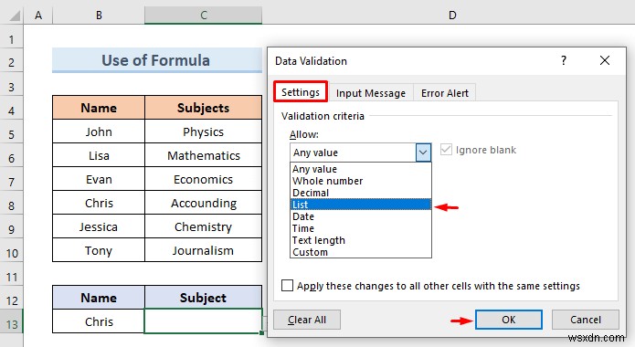 Tạo danh sách thả xuống của Excel từ bảng (5 ví dụ)