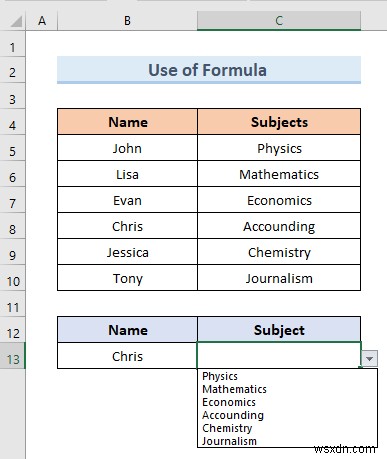 Tạo danh sách thả xuống của Excel từ bảng (5 ví dụ)